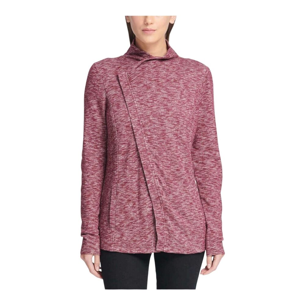 G.H Bass & Co Women's Asymetrical Angled Zipper Jacket Sz S Burgundy Maroon